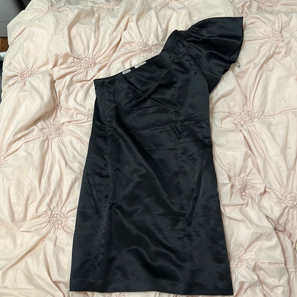 Milly black silk one shoulder formal mini dress WORN ONCE